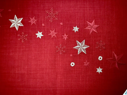 Sander Weihnachts-Tischband STARFLAKE Bestickt Rot Gold 25x160cm