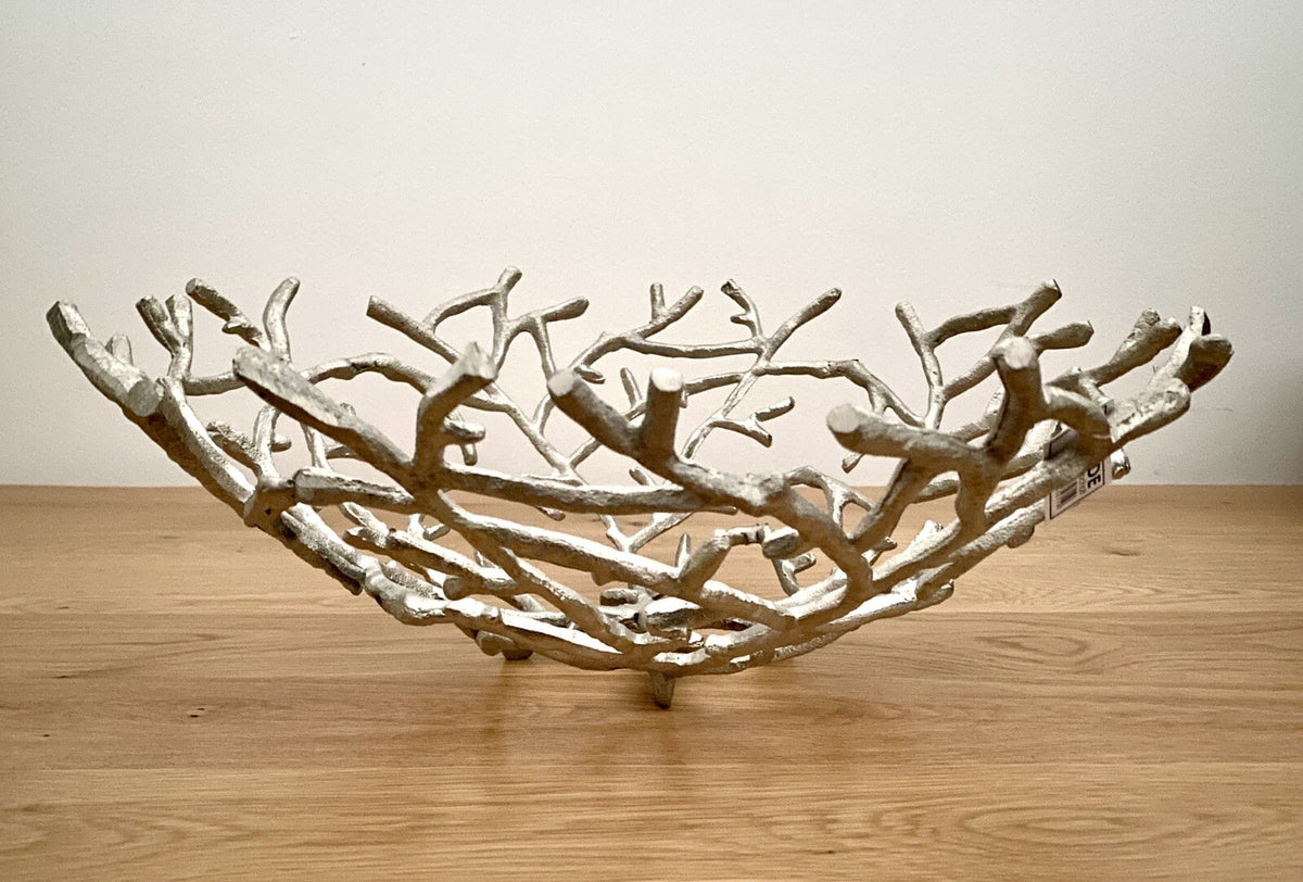 Gilde chice Aluminium Schale TWIGS Neu Silber 45 cm Rund