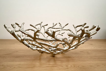 Gilde chice Aluminium Schale TWIGS Neu Silber 45 cm Rund