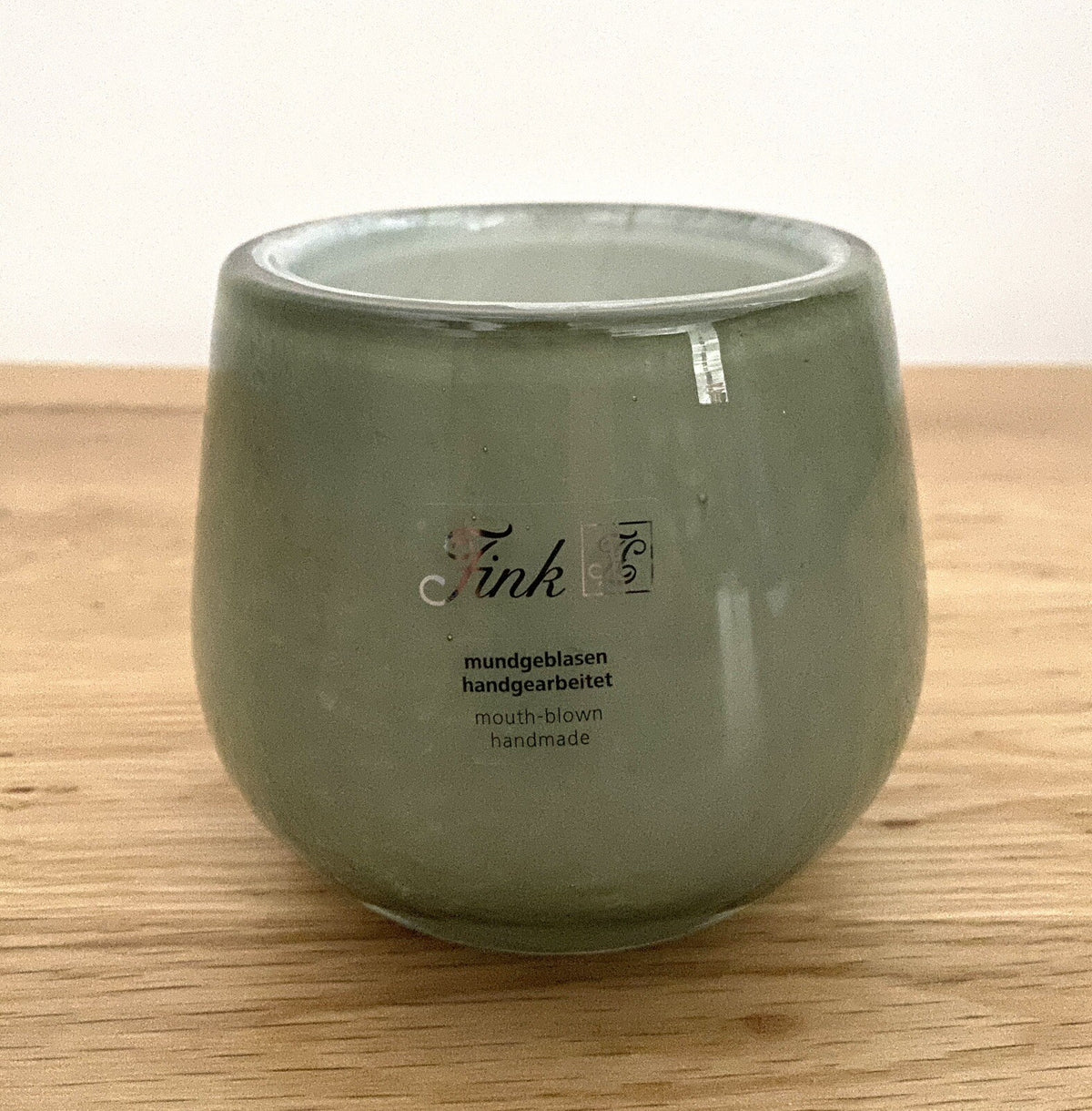 Fink modernes Glas Windlicht MARLY NEU Salbei 9,5 cm Hoch