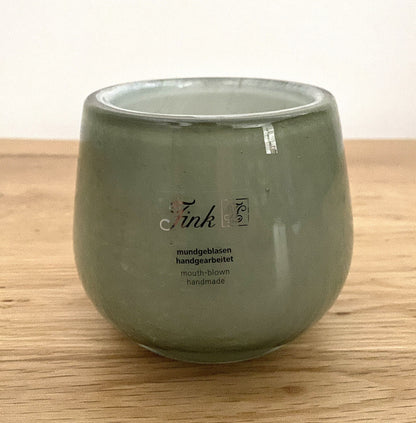 Fink modernes Glas Windlicht MARLY NEU Salbei 9,5 cm Hoch