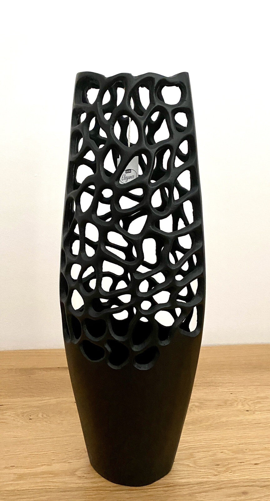 Gilde moderne Aluminium Vase OSAKA NEU Schwarz Korallen Design  49 cm Hoch