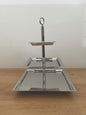 Fink Moderne Edelstahl 3er Etagere NAGANO NEU Gehämmert 44 cm Hoch