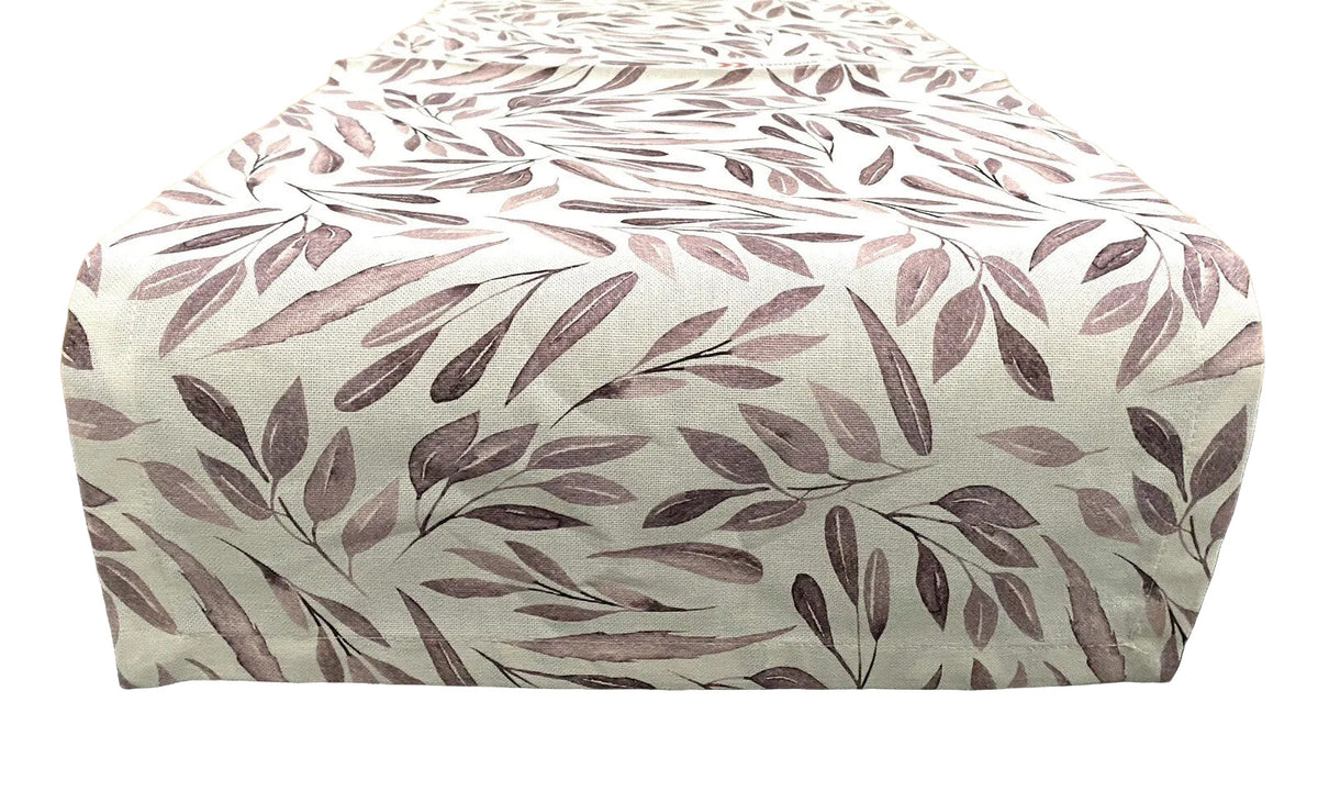 Sprügel moderner Tischläufer NEU Digitaldruck Blattdesign Natur Altrose 40x90cm