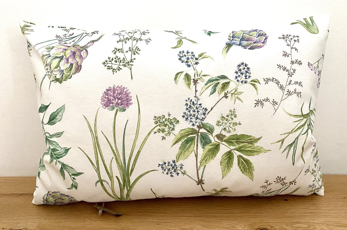 DEKORATEX Chices Outdoor Kissen Gefüllt NEU Blumen Design Ecru Grün  40x60 cm