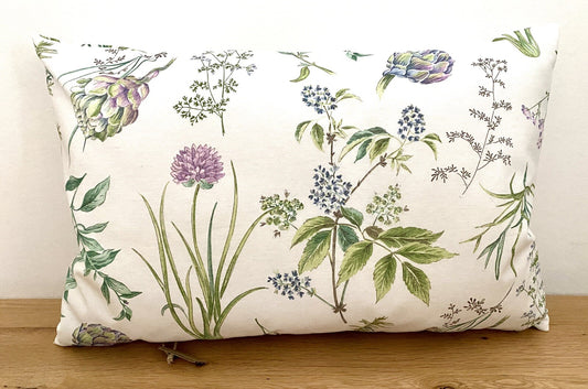DEKORATEX Chices Outdoor Kissen Gefüllt NEU Blumen Design Ecru Grün  40x60 cm