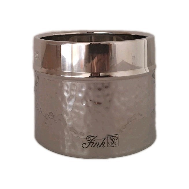 Fink moderner Edelstahl Stumpenhalter NASSAU NEU Poliert Gehämmert 8cm Hoch
