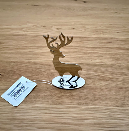 Fink Edelstahl Elch JASPER Neu auf Sockel Silber 10cm Hoch