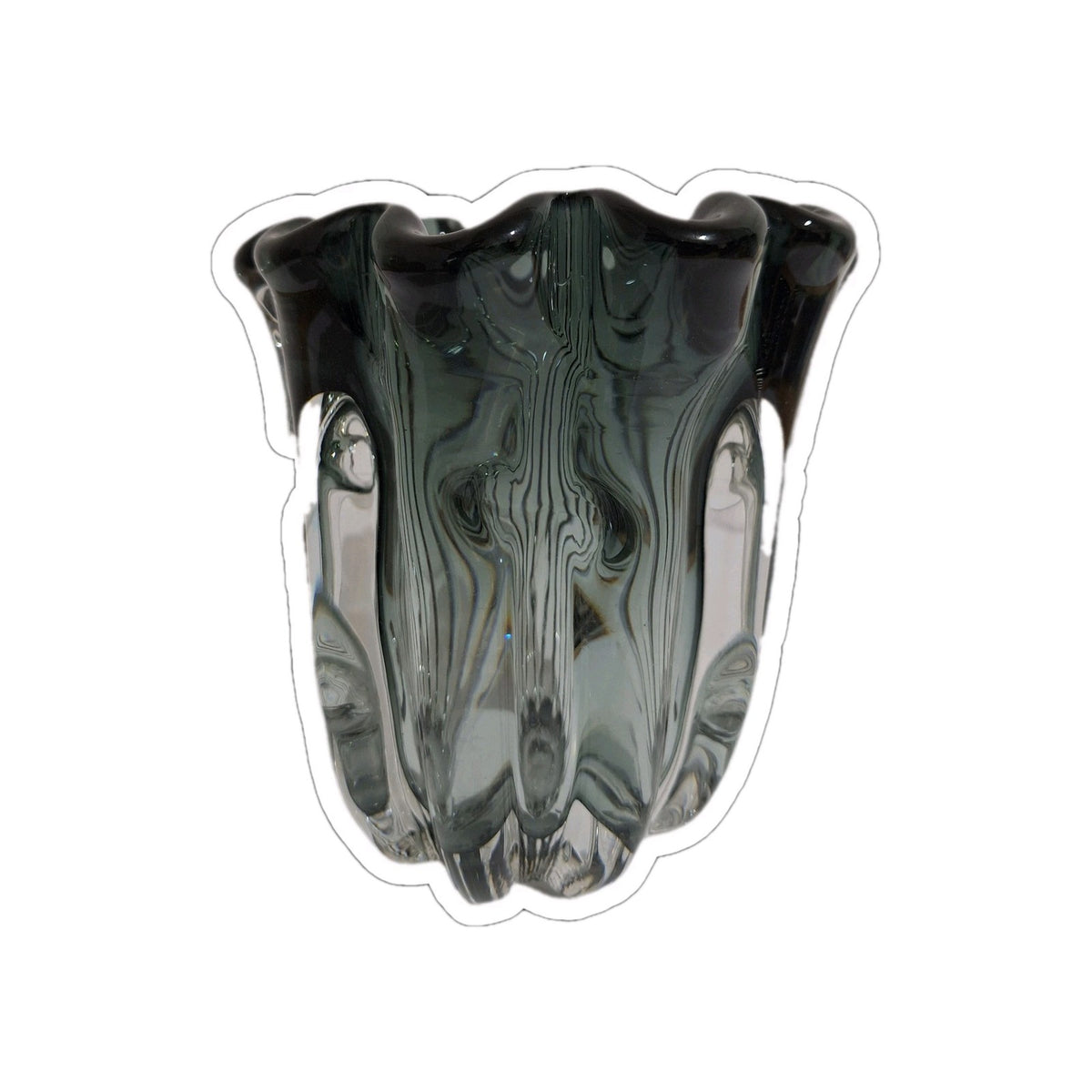 Formano Glas Teelichthalter NEU Grau mit Wellenrand 16,5 cm Hoch