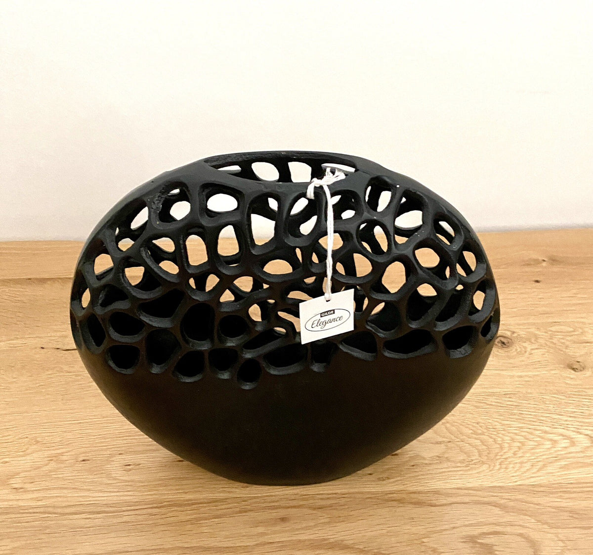Gilde moderne Aluminium Vase OSAKA NEU Schwarz Korallen Design  27 cm Hoch