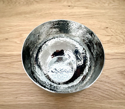 Fink chice Edelstahl Schale  Mirta NEU Silber gehämmert 7cm Hoch