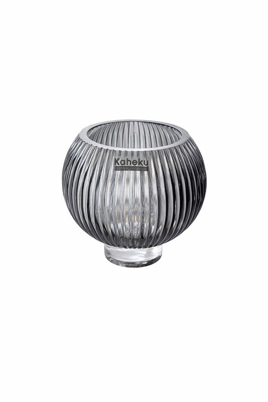 Kaheku Glas Teelichthalter LUMINA Neu Grau Kugelform 11 cm Hoch 10,5cm Rund