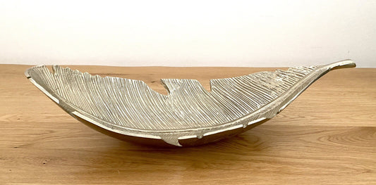 Casablanca moderne Blattschale NOSTRO NEU Aluminium Gold Relief 64cm Lang