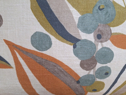 Sander Moderne Kissenhülle ELENOR NEU Floral Creme Oliv Rost Blau  50x50cm