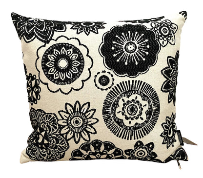 Rohleder moderne Jaquard Kissenhülle MANDALA NEU Creme Schwarz 45x45cm
