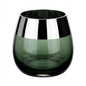Fink Glas Windlicht BELLA NEU mit Spiegelrand Grün Silber 8 cm Hoch