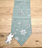 Apelt Jaquard Weihnachts-Tischband Sterne Salbei Champagner 24x175cm