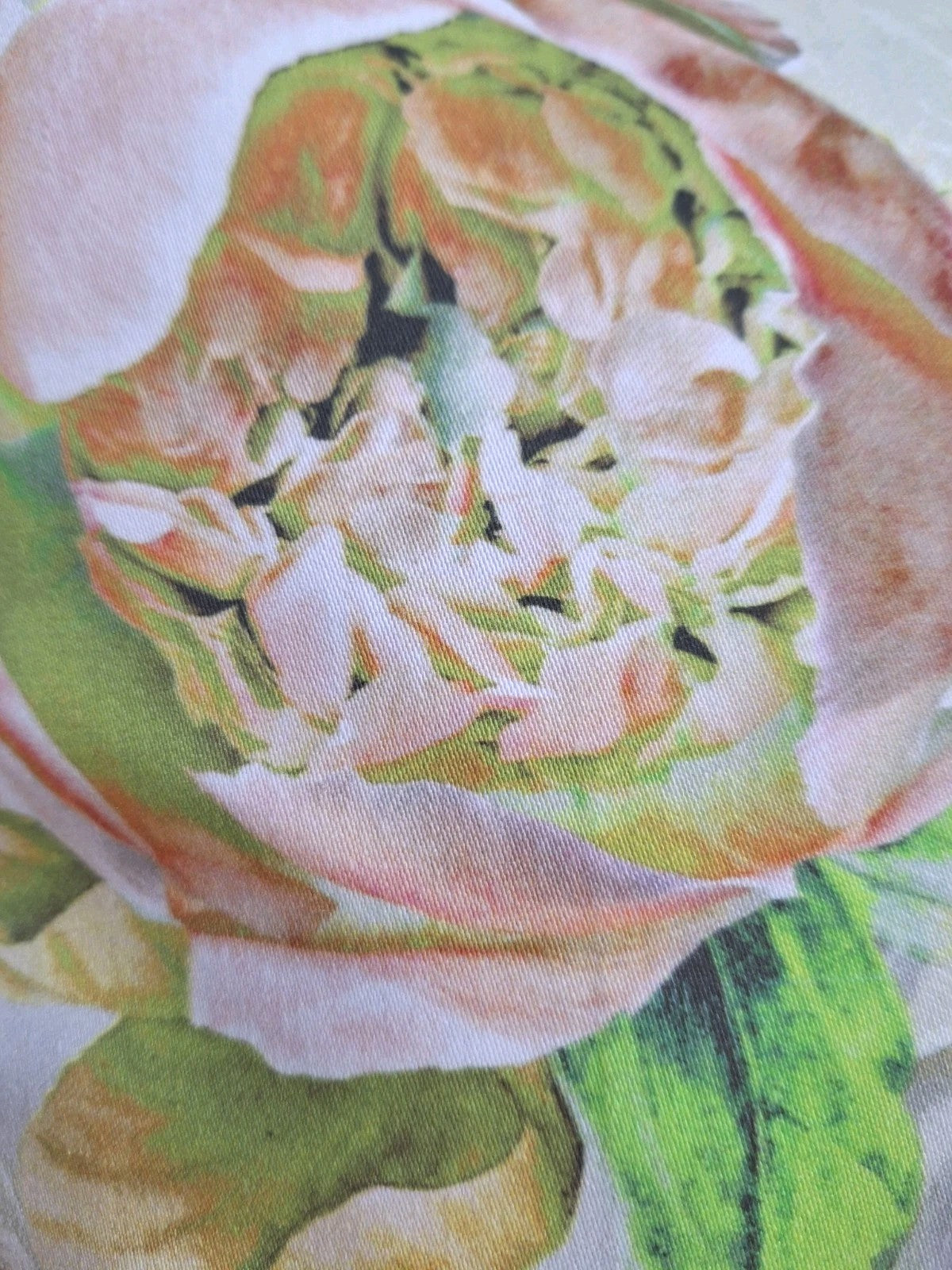 Apelt Kissenhülle  Bedruckt  Blütendesign NEU Natur Lachs Grün Gelb 49x49cm