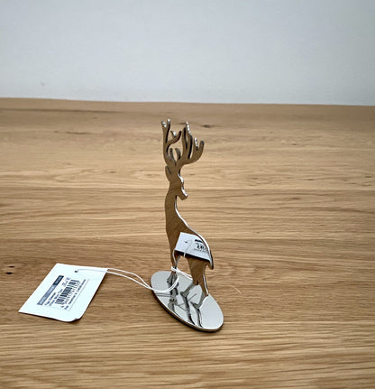 Fink Edelstahl Elch JASPER Neu auf Sockel Silber 10cm Hoch