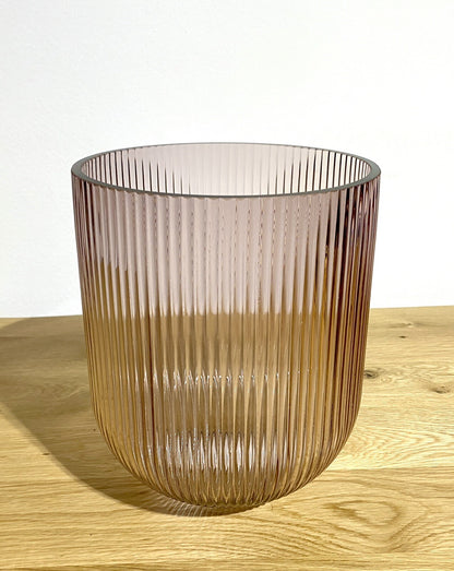 Kaheku  modernes Glas Windlicht Relax NEU Strukturmuster Rosa 24 cm Hoch