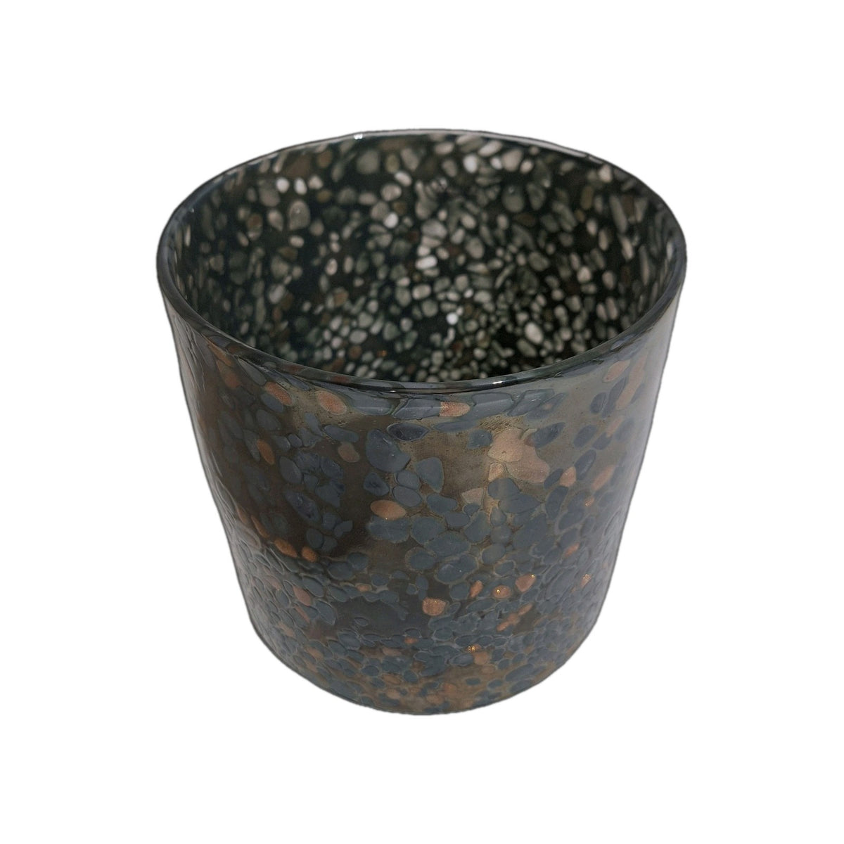 Kaheku chices Windlicht Glas NEU Anthrazit Kupfer Gesprenkelt 18 cm Hoch
