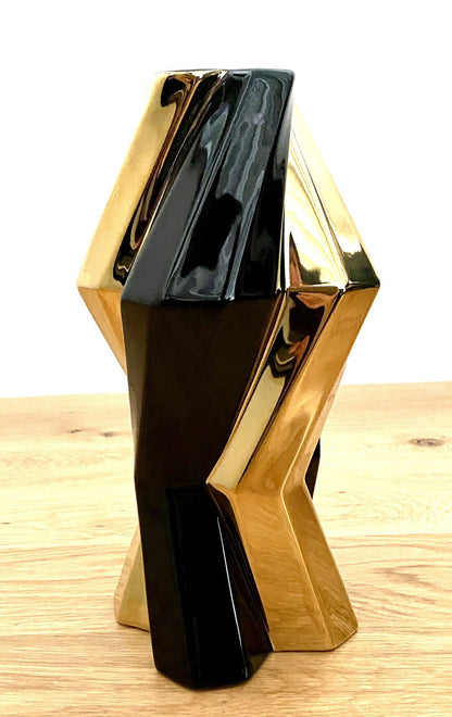 Gilde Dreamlight Keramik Vase NEU Schwarz Gold  25 cm Hoch