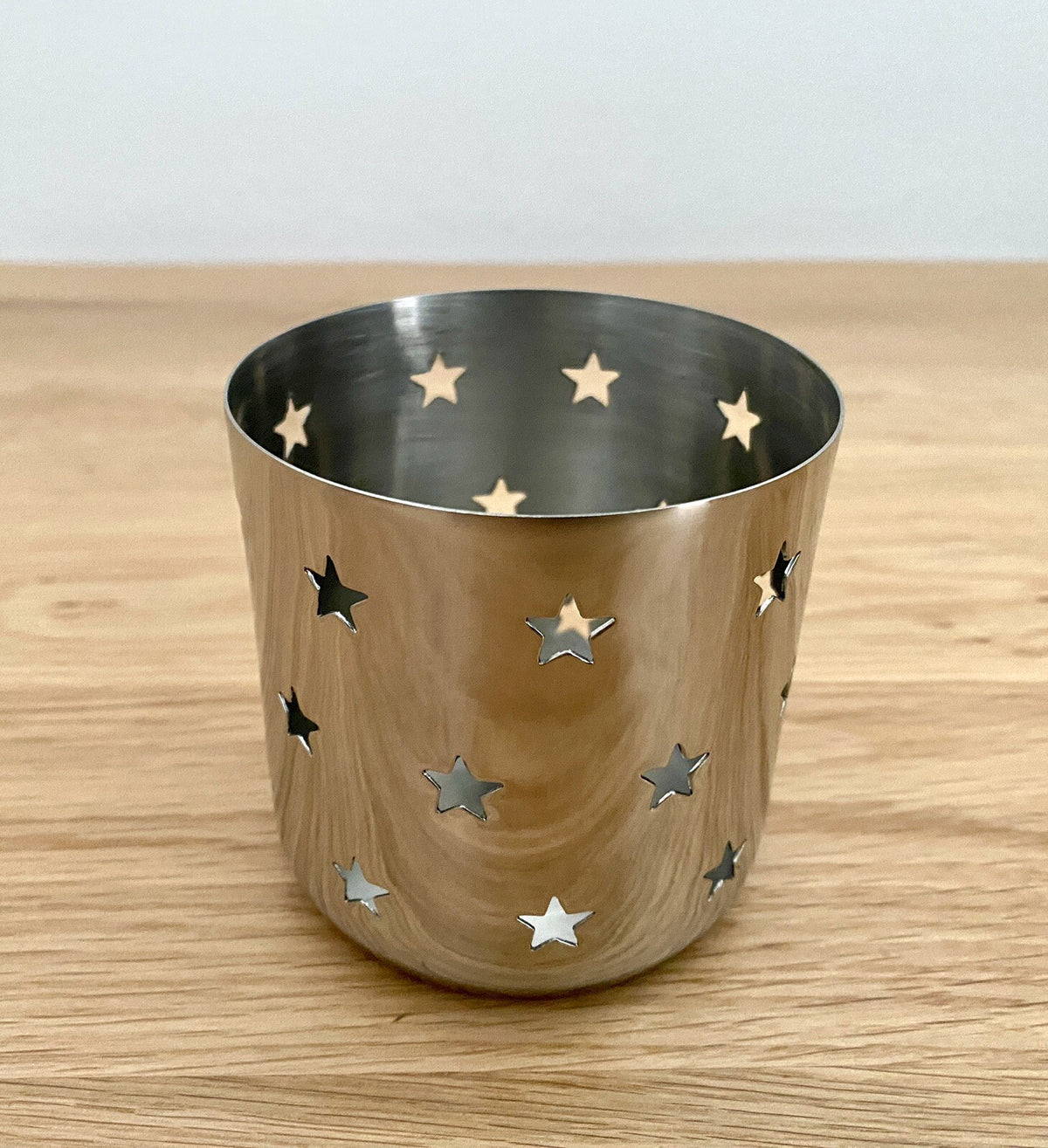 Fink modernes Edelstahl Windlicht LUCY Neu Sterndesign 8cm Rund