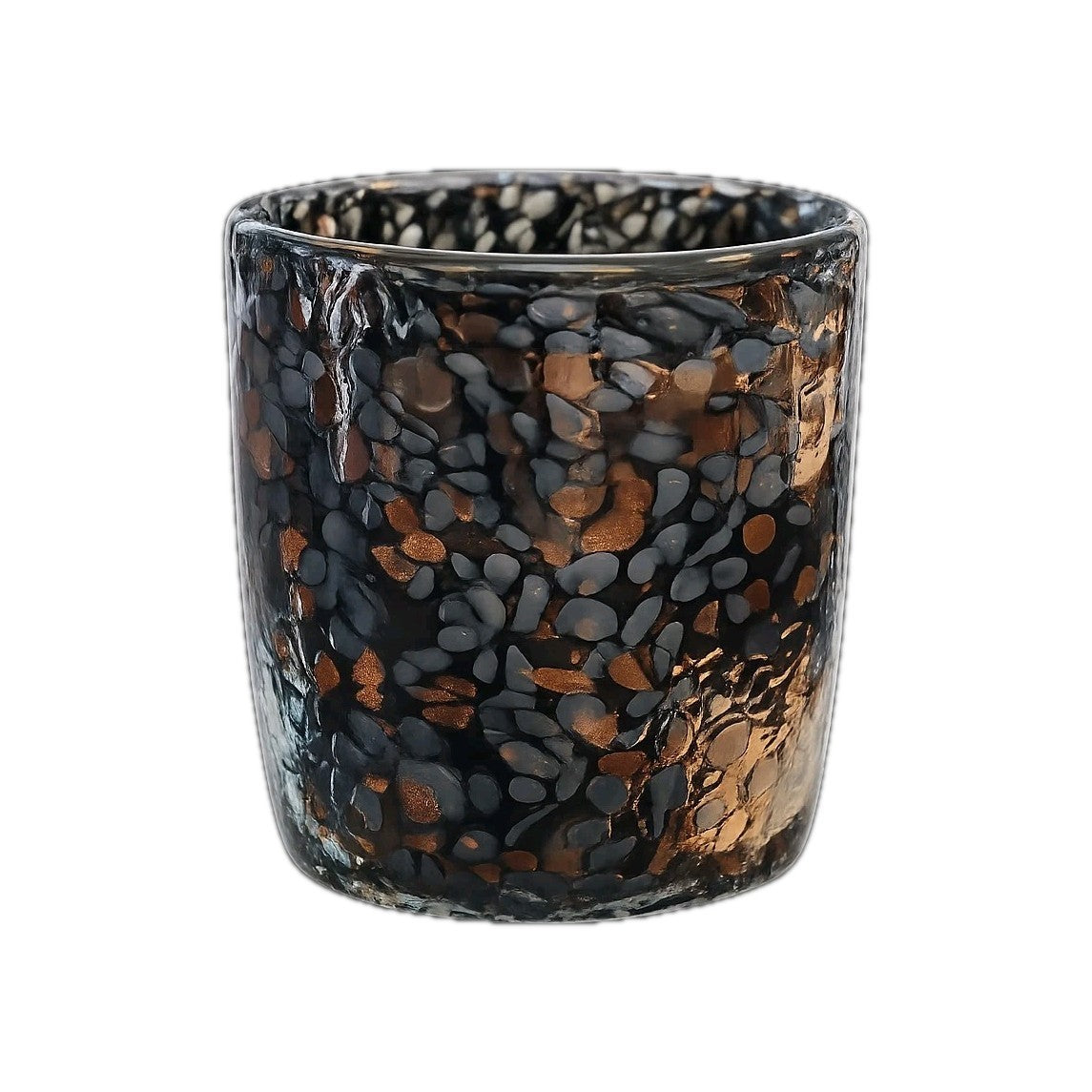 Kaheku Glaswindlicht Zinna NEU Gesprenkelt Grau Kupfer 10cm Hoch Rund