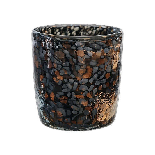 Kaheku Glaswindlicht Zinna NEU Gesprenkelt Grau Kupfer 10cm Hoch Rund