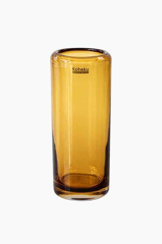 Kaheku Glasvase OPINO Neu Amber Zylinderform 20cm Hoch 7,5cm Rund