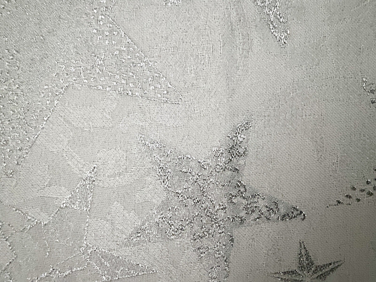 Apelt Jaquard Weihnachts-Tischband Sterne Ornamente Weiß Silber  21x175cm
