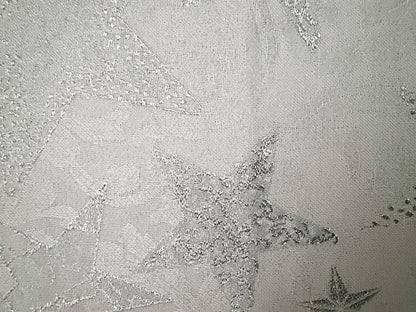 Apelt Jaquard Weihnachts-Tischband Sterne Ornamente Weiß Silber  21x175cm