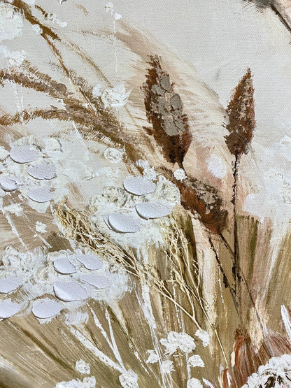 Gilde chices Gemälde Naturblume NEU  Creme Beige Grün 60x80 cm