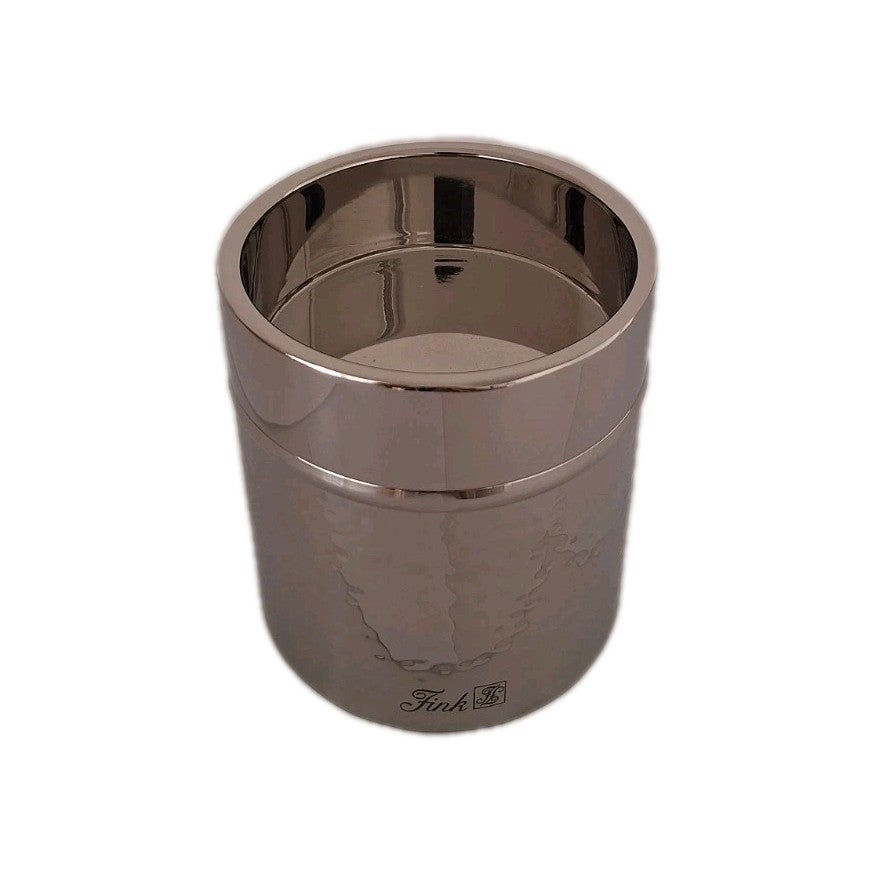 Fink moderner Edelstahl Stumpenhalter NASSAU NEU Poliert Gehämmert 11 cm Hoch