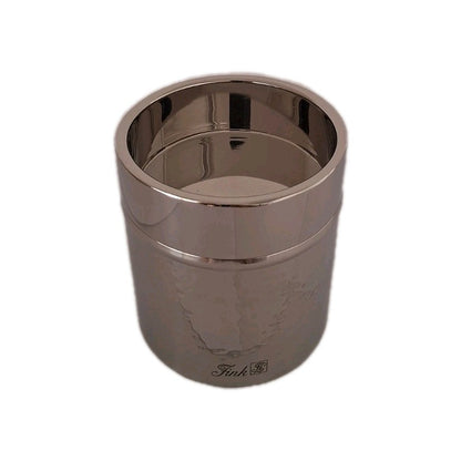 Fink moderner Edelstahl Stumpenhalter NASSAU NEU Poliert Gehämmert 11 cm Hoch