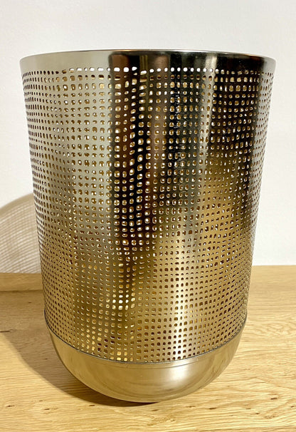 Fink Metall Windlicht MAURA Vernickelt Neu Lochmuster Silber Gold 30 cm Hoch