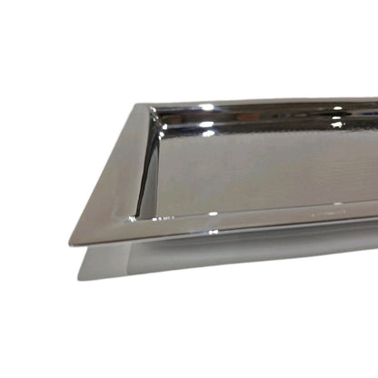 Fink Edelstahl  Tablett NAGANO Neu Gehämmert Silber Rechteckig  48x24 cm