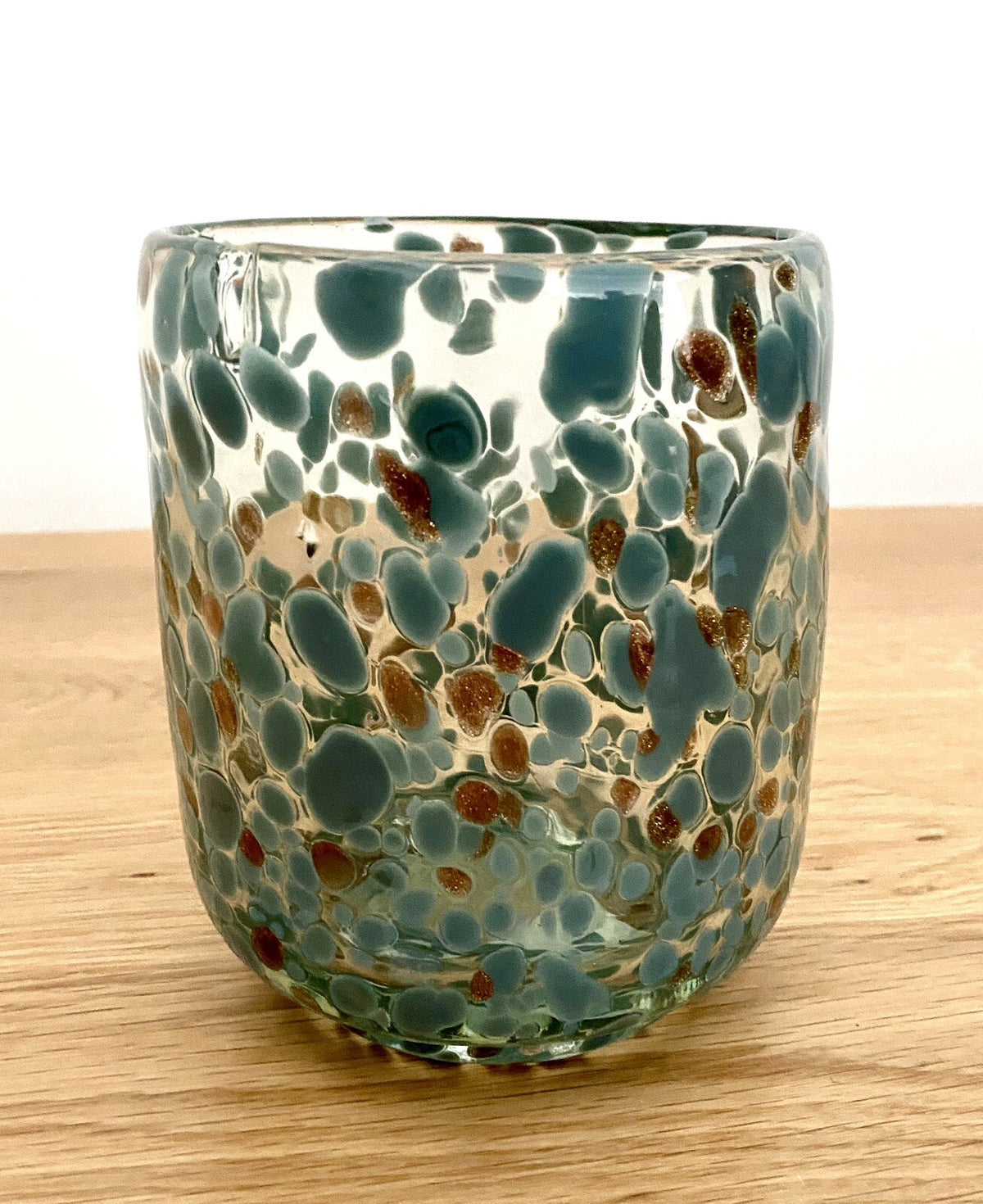 Casablanca chices Windlicht Glas NEU Petrol Kupfer Gesprenkelt 13,5cm Hoch
