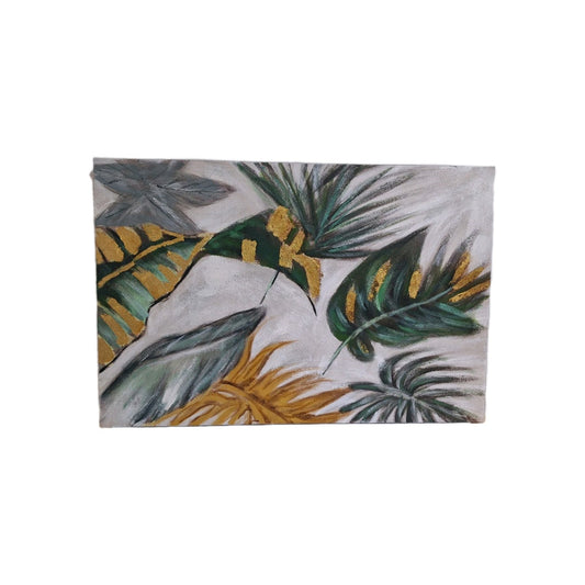 Gilde chices Gemälde „Leaf“ NEU Grün Grau Gold 90x60 cm