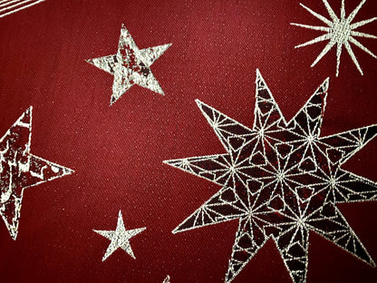 Apelt Jaquard Weihnachts-Tischband Sterne Weinrot Champagner 24x175cm