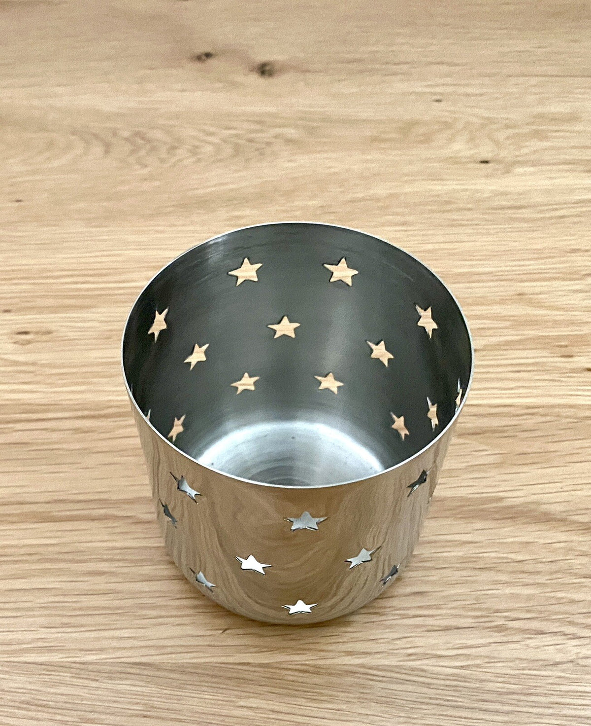 Fink modernes Edelstahl Windlicht LUCY Neu Sterndesign 8cm Rund
