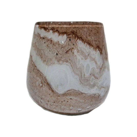 Fink Glas Windlicht MELLA Neu Weiß Braun 17 cm Hoch