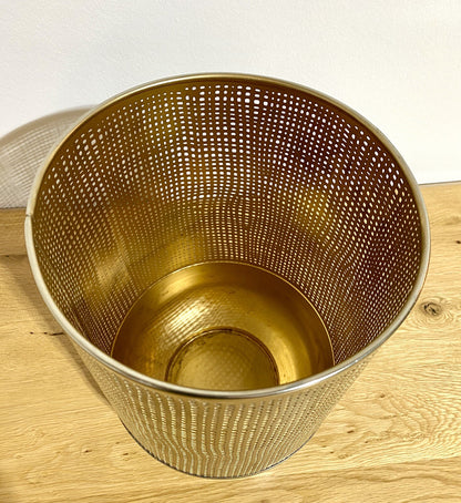 Fink Metall Windlicht MAURA Vernickelt Neu Lochmuster Silber Gold 30 cm Hoch