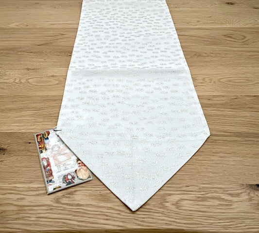 Apelt Jaquard Weihnachts-Tischband Sterne Natur Champagner 24x175cm
