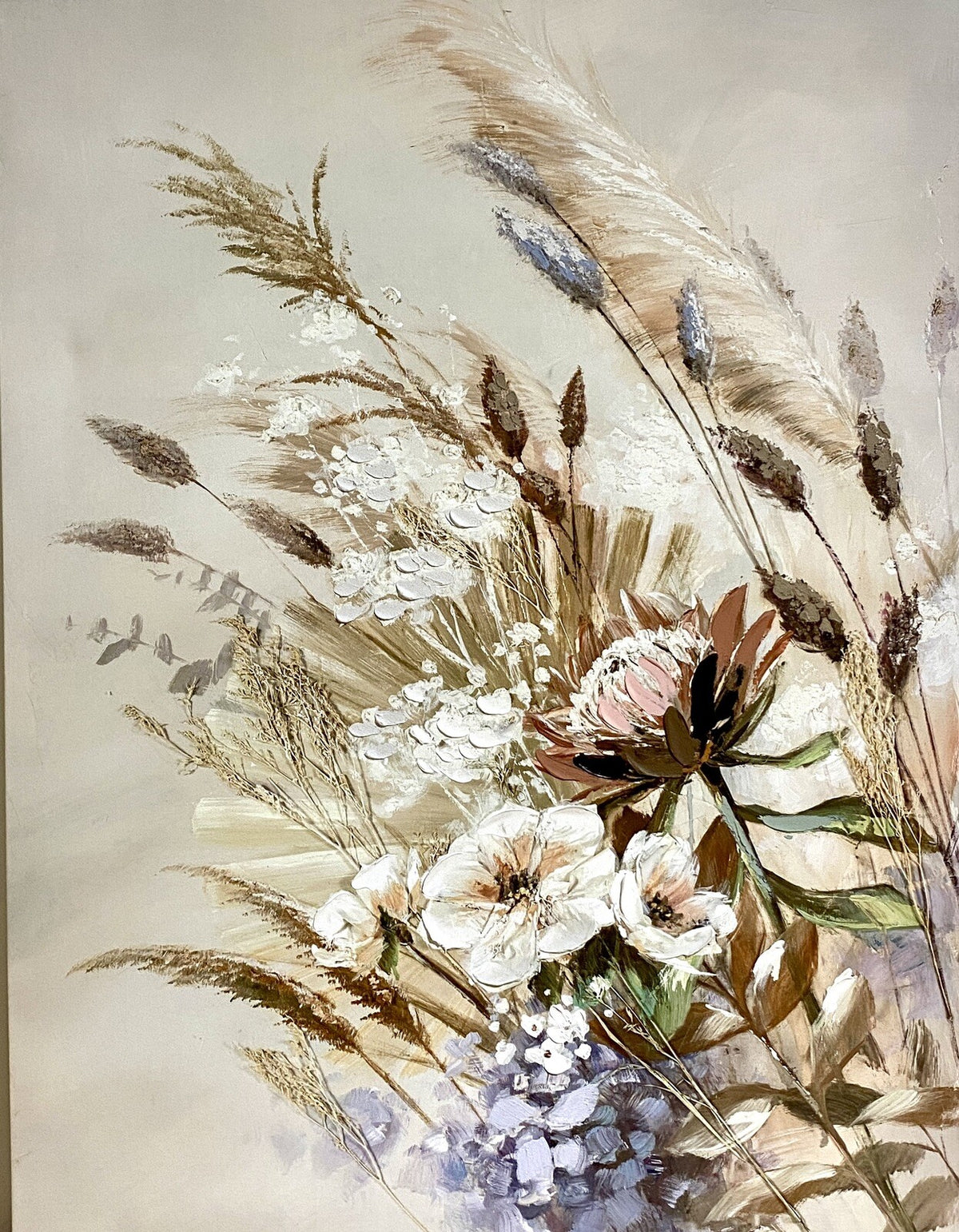Gilde chices Gemälde Naturblume NEU  Creme Beige Grün 60x80 cm