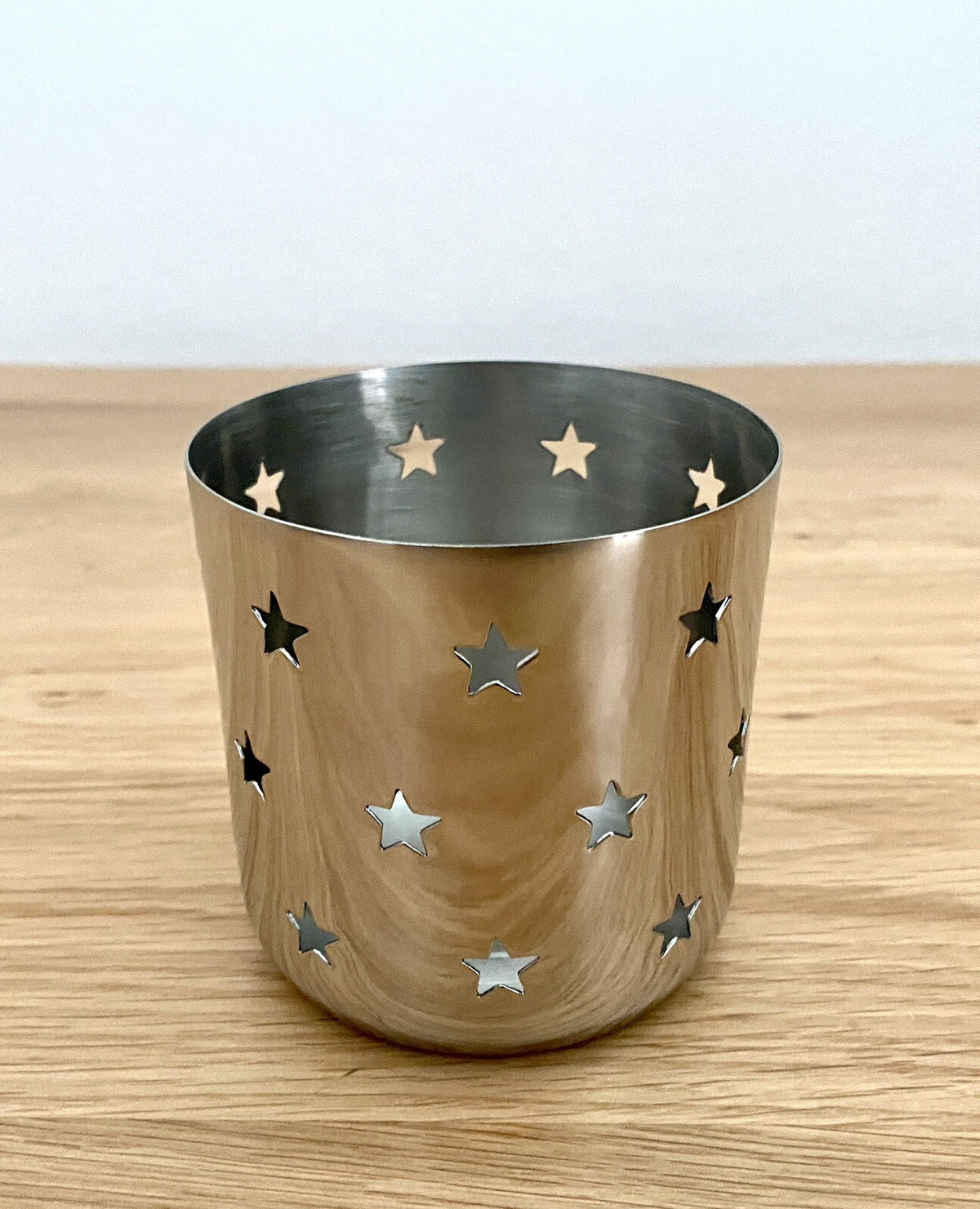 Fink modernes Edelstahl Windlicht LUCY Neu Sterndesign 8cm Rund