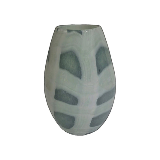 Mossapour Glas Vase KARO Neu Salbei 27cm Hoch