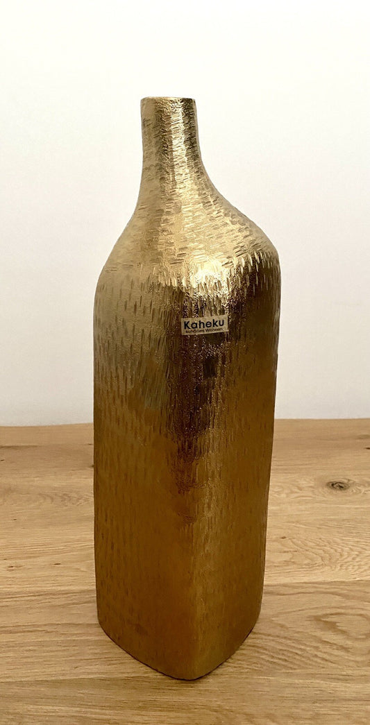 Kaheku moderne Metall Vase ABIUS NEU Strukturiert Gold 39 cm Hoch