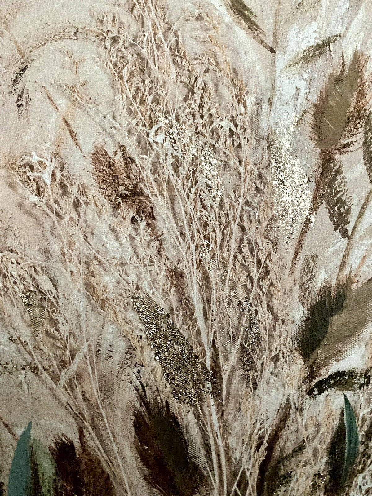 Gilde chices Gemälde „Blumenstrauß“ NEU Natur Braun Salbei Gold 90x120 cm