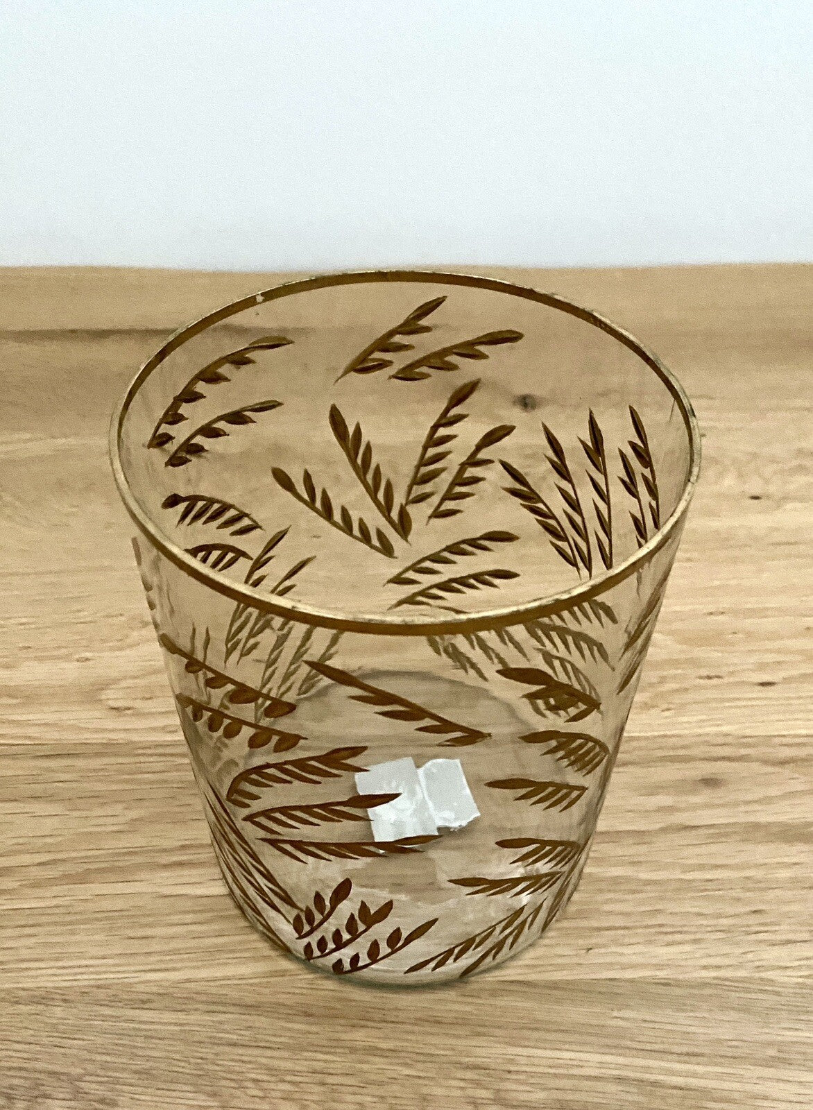 Am Design chices Teelichtglas geschliffen NEU Blattmotiv Klar Gold 16 cm Hoch